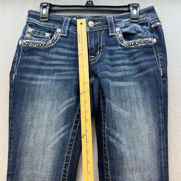 Miss Me Jeans Women's Size 27(4)Signature Boot Crystal Metallic Stitching Bling - Picture 6 of 15